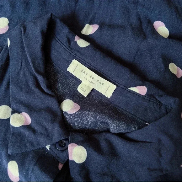 Blu Pepper | Tie Front Double Polka Dot Button Up Blouse - Picture 8 of 8